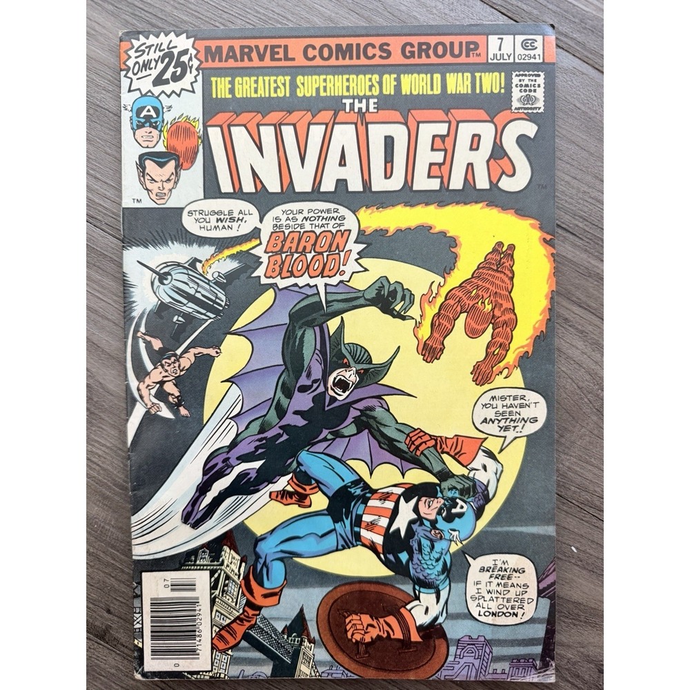 The‎ Invaders #7 July 1976 1st Full App Baron Blood Marvel Bronze Age Comic 25c